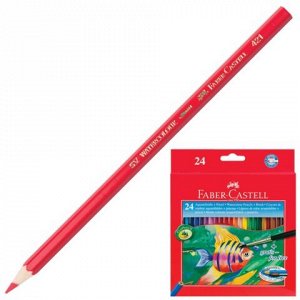 Карандаши цветные акварельные FABER-CASTELL "Colour Pencils", 24 цвета + кисть, 114425