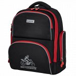 Рюкзак BRAUBERG CLASSIC, легкий каркас, премиум материал, &quot;Motorbike&quot;, черный, 37x32х21 см, 270583