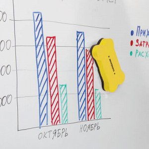 Стиратели магнитные для магнитно-маркерной доски ЮНЛАНДИЯ "Косточка", 55х110 мм, КОМПЛЕКТ 3 ШТ., ассорти, 237503