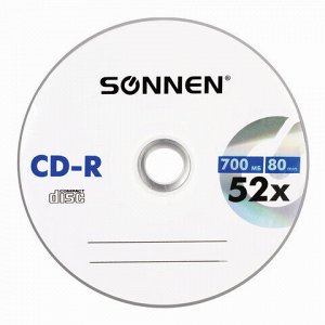 Диски CD-R SONNEN 700 Mb 52x Bulk (термоусадка без шпиля), КОМПЛЕКТ 50 шт., 512571