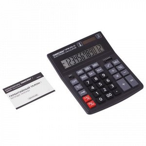 Калькулятор настольный ОФИСМАГ OFM-333 (200x154 мм) 12 разрядов, двойное питание, ЧЕРНЫЙ, 250462