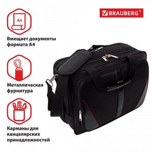 Сумка-портфель BRAUBERG с отделением для ноутбука 15-16", "Business", 2 отделения, черная, 41х32х15 см, 240389