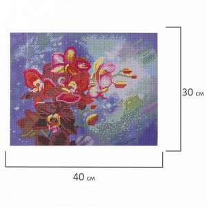 Картина стразами (алмазная мозаика) 30х40 см, ОСТРОВ СОКРОВИЩ "Орхидея", без подрамника, 662563