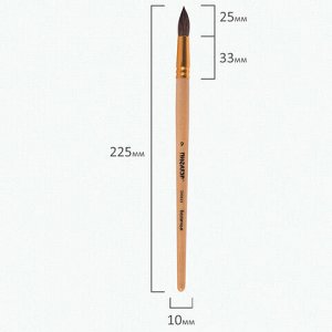 Кисть ПИФАГОР, БЕЛКА, круглая, № 9, деревянная лакированная ручка, с колпачком, пакет с подвесом, 200823