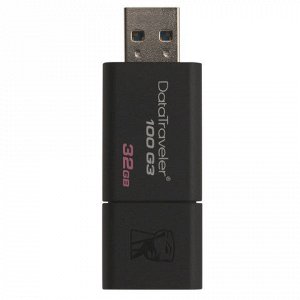 Флеш-диск 32 GB KINGSTON DataTraveler 100 G3 USB 3.0, черный, DT100G3/32GB