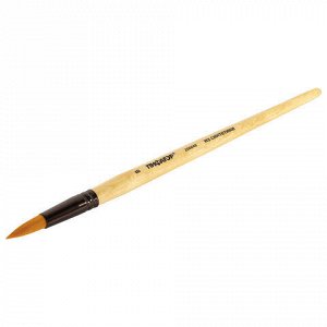 Кисть ПИФАГОР, СИНТЕТИКА, круглая, № 8, деревянная лакированная ручка, с колпачком, пакет с подвесом, 200848