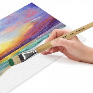 Кисть ПИФАГОР, ЩЕТИНА, плоская, № 22, деревянная лакированная ручка, пакет с подвесом, 200880