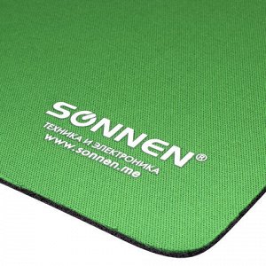 Коврик для мыши SONNEN "GREEN", резина + ткань, 220х180х3 мм, 513305