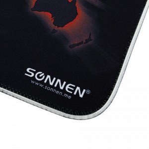 Коврик для мыши игровой с подсветкой SONNEN "LIGHTING", резина+ткань, 350х270х4 мм, чёрный, 513316