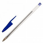 Ручка шариковая STAFF Basic Budget BP-02, письмо 500 м, СИНЯЯ, длина корпуса 13,5 см, линия письма 0,5 мм