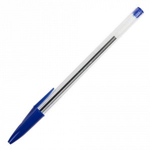 Ручка шариковая STAFF Basic Budget BP-02, письмо 500 м, СИНЯЯ, длина корпуса 13,5 см, линия письма 0,5 мм