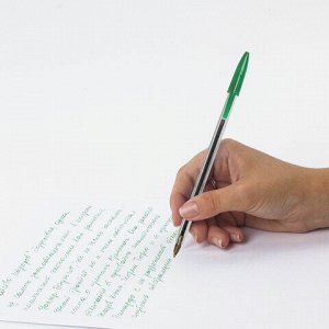 Ручка шариковая STAFF Basic Budget BP-02, письмо 500 м, ЗЕЛЕНАЯ, длина корпуса 13,5 см, линия письма 0,5 мм, 143761