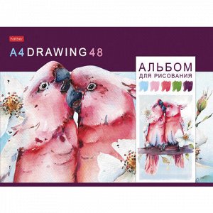 Альбом для рисования, А4, 48 листов, скоба, обложка картон, HATBER, 205х290 мм, "Акварельная палитра", 067588, 48А4В