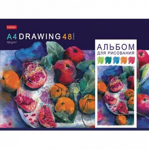 Альбом для рисования, А4, 48 листов, скоба, обложка картон, HATBER, 205х290 мм, "Акварельная палитра", 067588, 48А4В