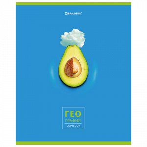 Тетрадь предметная "AVOCADO" 48 л., глянцевый лак, ГЕОГРАФИЯ, клетка, BRAUBERG, 404277