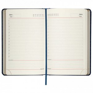 Ежедневник недатированный А5 (138х213 мм) BRAUBERG "Comodo", под кожу, 160 л., темно-синий, 113500