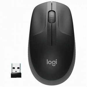 Мышь беспроводная LOGITECH M190, 2 кнопки + 1 колесо-кнопка, оптическая, черно-серая, 910-005905