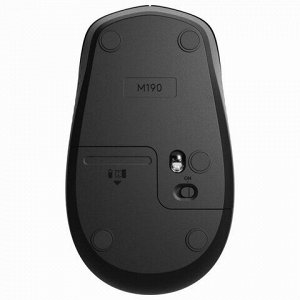 Мышь беспроводная LOGITECH M190, 2 кнопки+1 колесо-кнопка, оптическая, чёрно-серый 910-005905