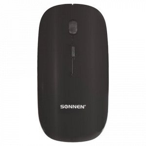 Мышь беспроводная SONNEN M-243, USB, 1600 dpi, 4 кнопки, оптическая, цвет черный, 512646