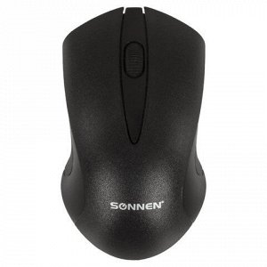 Мышь беспроводная SONNEN M-661Bk, USB, 1000 dpi, 2 кнопки + 1 колесо-кнопка, оптическая, черная, 512647