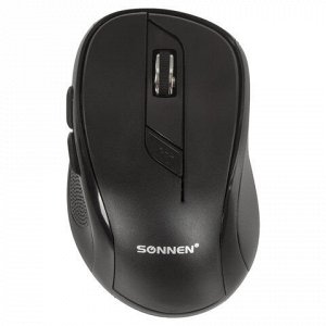 Мышь беспроводная SONNEN M-693, USB, 1600 dpi, 5 кнопок + 1 колесо-кнопка, оптическая, черная, 512645