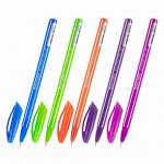 Ручка шариковая масляная BRAUBERG STRIPES, СИНЯЯ, корпус ассорти, узел 0,7 мм, линия письма 0,35 мм
