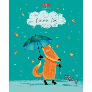 Тетрадь А5 48 л. HATBER скоба, клетка, матовая ламинация, "Funny fox" (5 видов в спайке), 48Т5лВ1