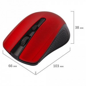 Мышь беспроводная SONNEN V99, USB, 1000/1200/1600 dpi, 4 кнопки, оптическая, красная, 513529