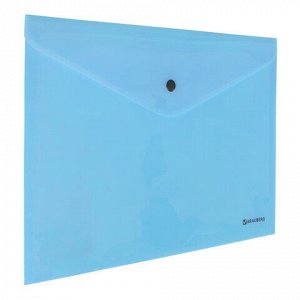 Папка-конверт с кнопкой BRAUBERG &quot;Pastel&quot;, А4, до 100 листов, непрозрачная, аквамарин, 0,18 мм, 270474