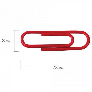 Скрепки ОФИСМАГ, 28 мм, цветные, 100 шт., в картонной коробке, Россия, 225210