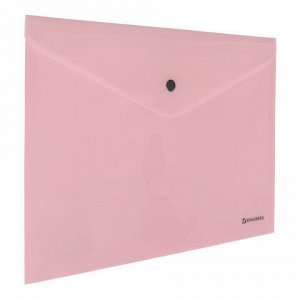 Папка-конверт с кнопкой BRAUBERG &quot;Pastel&quot;, А4, до 100 листов, непрозрачная, персиковая, 0,18 мм, 270476