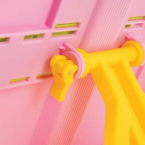 Подставка для книг ЮНЛАНДИЯ, с боковыми зажимами, регулируемый наклон, пластик, розовая, 237907