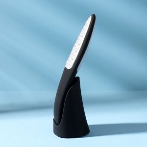 Тёрка для ног, лазерная, двусторонняя, с подставкой, прорезиненная ручка, 16,5 см, цвет чёрный