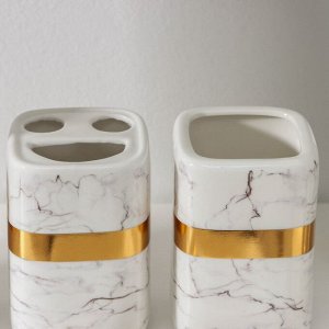 Набор аксессуаров для ванной комнаты «Кохалонг», 4 предмета (мыльница, дозатор для мыла, 2 стакана), цвет белый