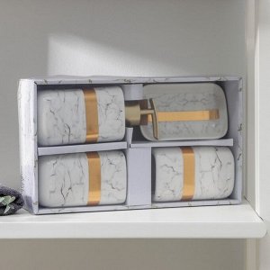 Набор аксессуаров для ванной комнаты «Кохалонг», 4 предмета (мыльница, дозатор для мыла, 2 стакана), цвет белый