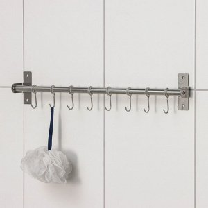 Держатель для полотенец, 8 подвижных крючков, 508,54,5 см, цвет хром