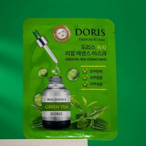 Маска DORIS GREEN TEA REAL ESSENCE MASK, для лица тканевая, 25 мл