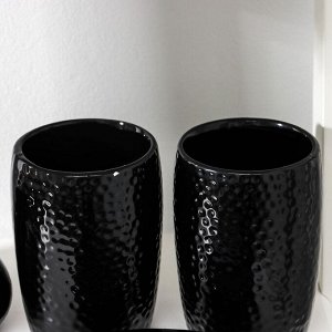 СИМА-ЛЕНД Набор аксессуаров для ванной комнаты «Камни», 4 предмета (дозатор 450 мл, мыльница, 2 стакана), цвет чёрный