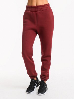 Спортивные красные брюки с начесом с высокой талией