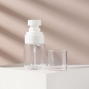Бутылочка для xранения, с дозатором, 30 мл, цвет прозрачный/белый