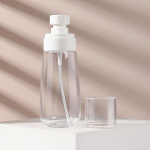 Бутылочка для xранения, с дозатором, 100 мл, цвет прозрачный/белый