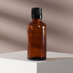 Бутылочка стеклянная для xранения, с капельным дозатором, 50 мл, цвет чёрный/коричневый