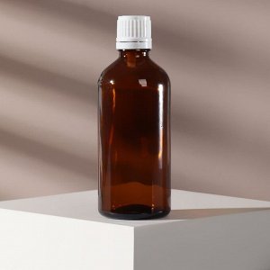 Бутылочка стеклянная для xранения, с капельным дозатором, 100 мл, цвет белый/коричневый
