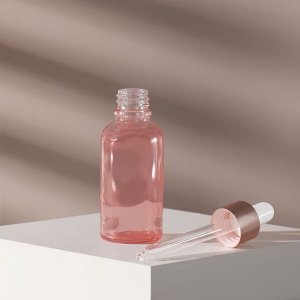 Бутылочка стеклянная для xранения, с пипеткой, 30 мл, цвет розовый/розовое золото