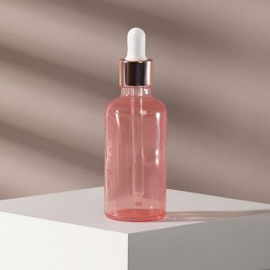 Бутылочка стеклянная для xранения, с пипеткой, 50 мл, цвет розовый/розовое золото