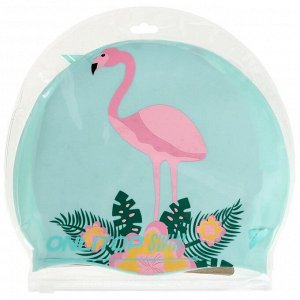 Шапочка для плавания детская «Фламинго на цветке», обхват 46-52 см