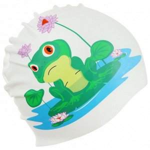 Шапочка для плавания детская «Лягушонок на кувшинке», обхват 46-52 см