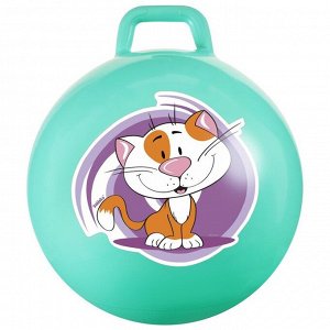 ZABIAKA Мяч-прыгун с ручками «Котик» 55 см, 480 г, цвет бирюзовый
