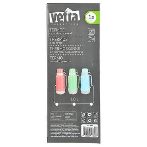 Термос VETTA "Туристический", 1 л, 3 цвета, стеклянная колба
