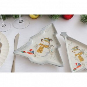Блюдо сервировочное Доляна «Рождественский снеговик», 21x16x2,5 см